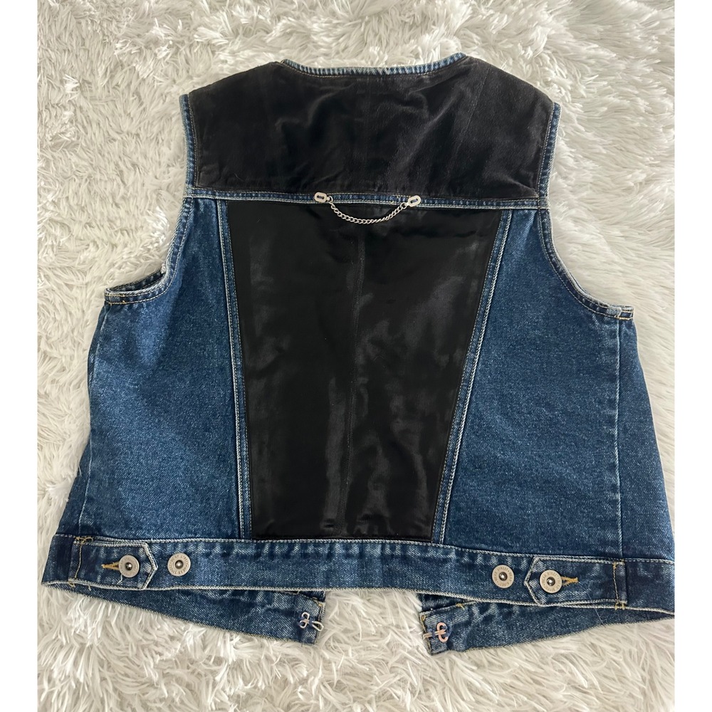 Street Wear Carole Little Denim Studded Vintage Vest sz L Large - Picture 6 of 7